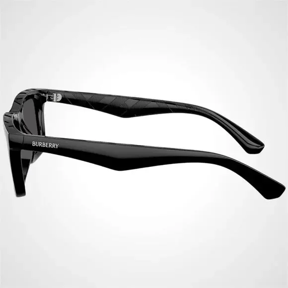 New Burberry Sunglasses Black Square Interior Classic Check Arms 53mm Gray Lens